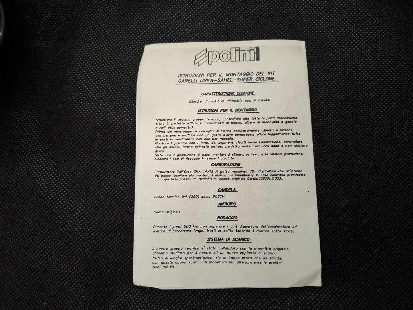 kit gruppo termico POLINI Ø47 a liquido per GARELLI URKA SUPERCICLONE SAHEL