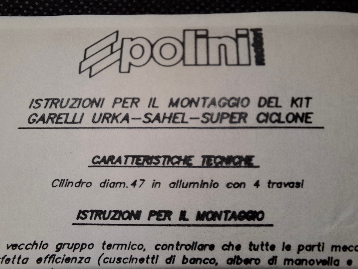 kit gruppo termico POLINI Ø47 a liquido per GARELLI URKA SUPERCICLONE SAHEL